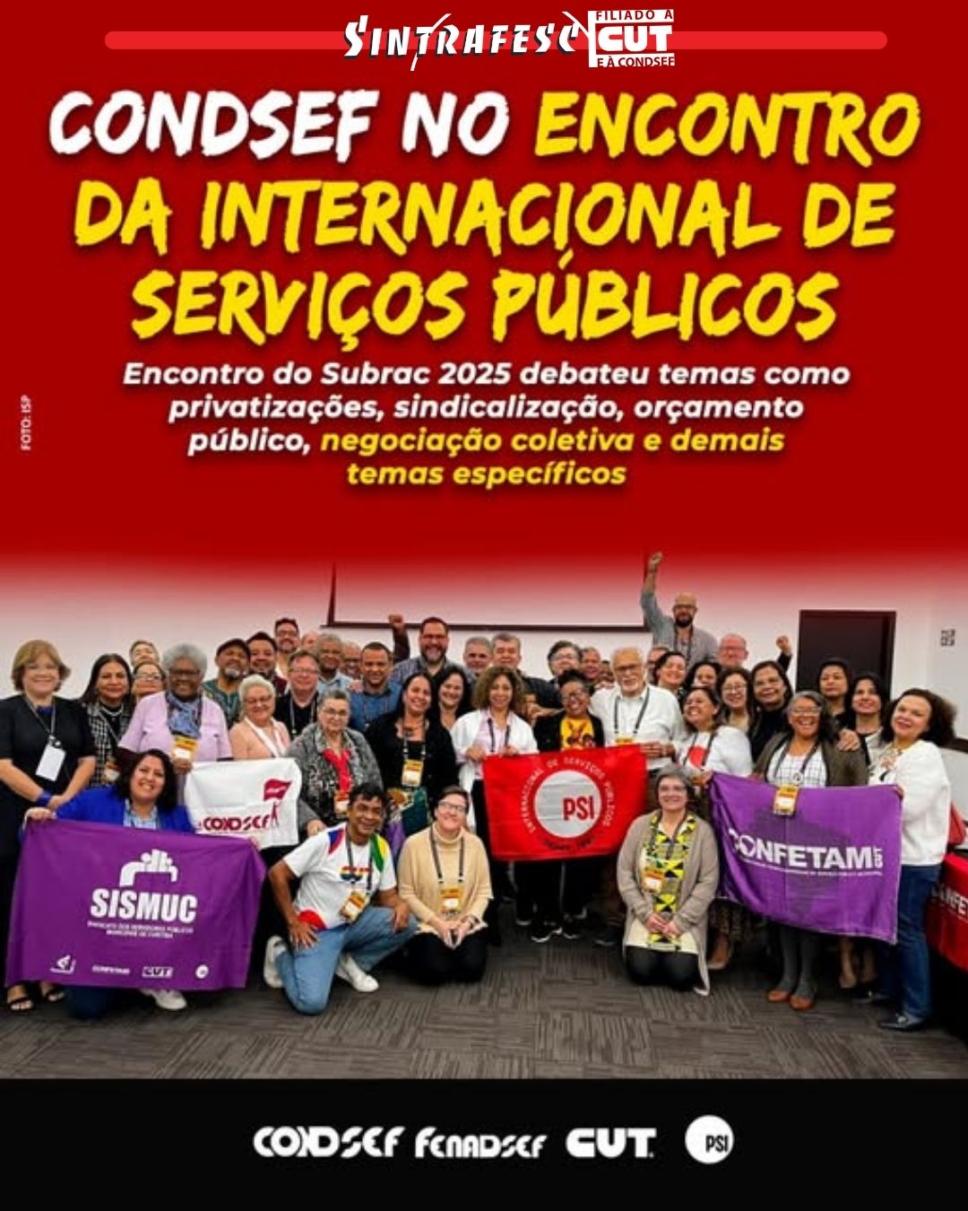 Condsef/Fenadsef no encontro da Internacional de Serviços Públicos