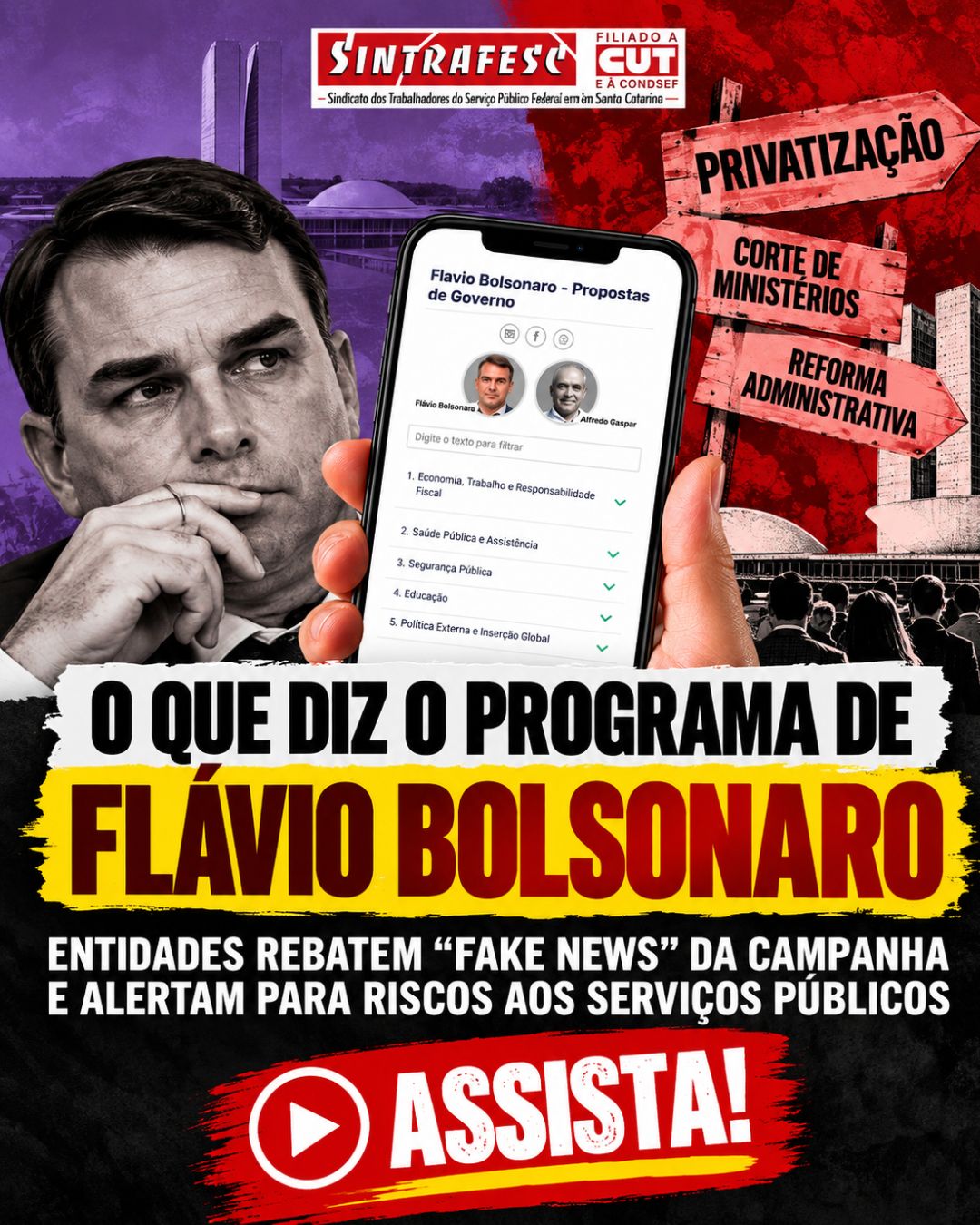 É Fato: Desmonte dos serviços públicos está no programa de governo de Flávio Bolsonaro