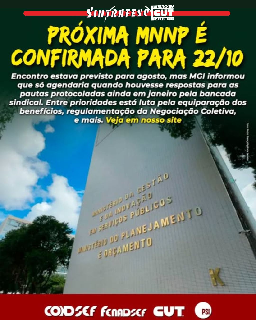 MGI confirma próxima reunião da MNNP para dia 22 de outubro