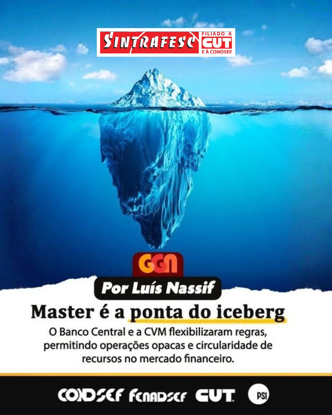 Em artigo, Luís Nassif aponta que Banco Master é só 'a ponta do iceberg'