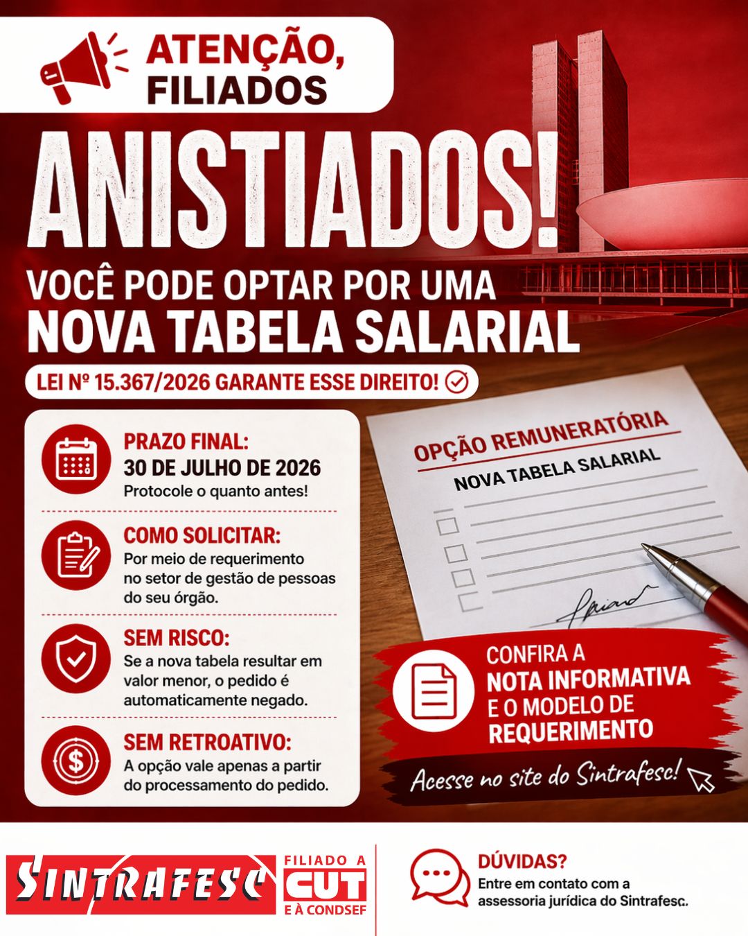 Nova tabela salarial para anistiados: veja como solicitar a opção remuneratória