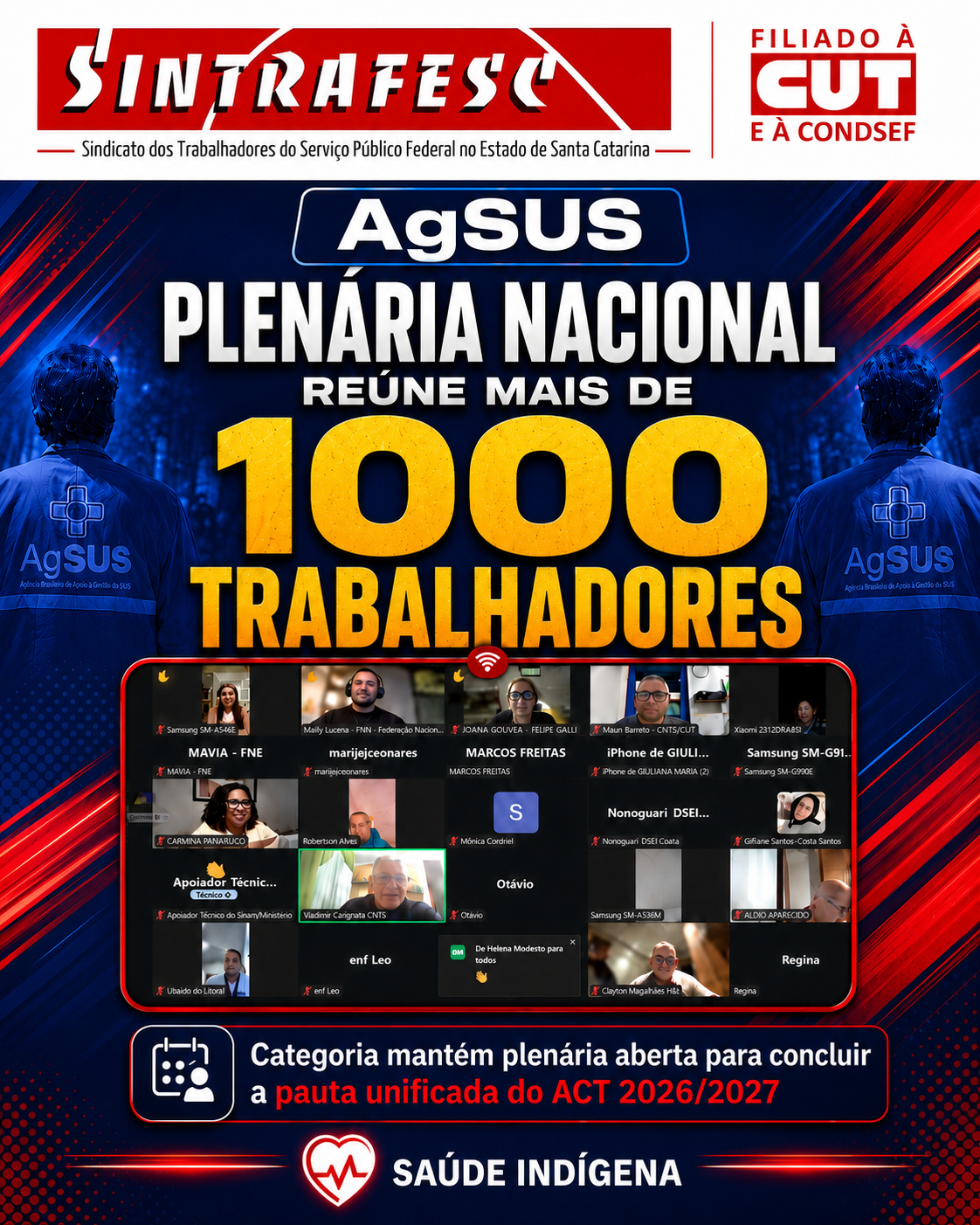 Plenária Nacional da AgSUS reúne mais de mil trabalhadores