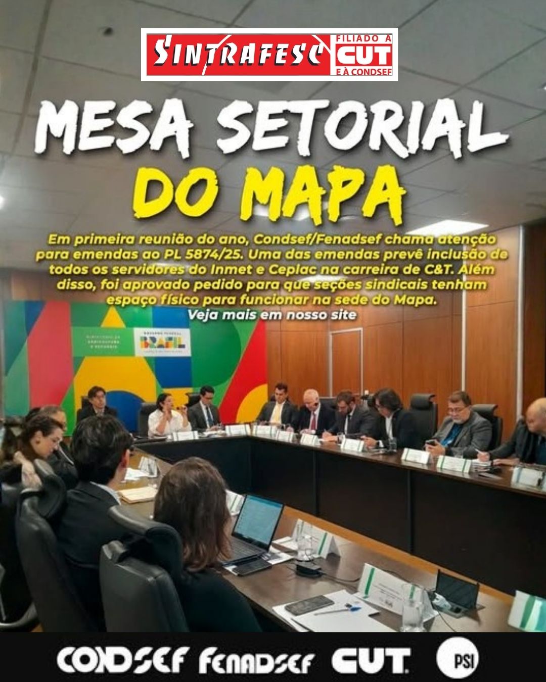 Em mesa setorial do Mapa, Condsef chama atenção para emendas apresentadas ao PL 5874/25