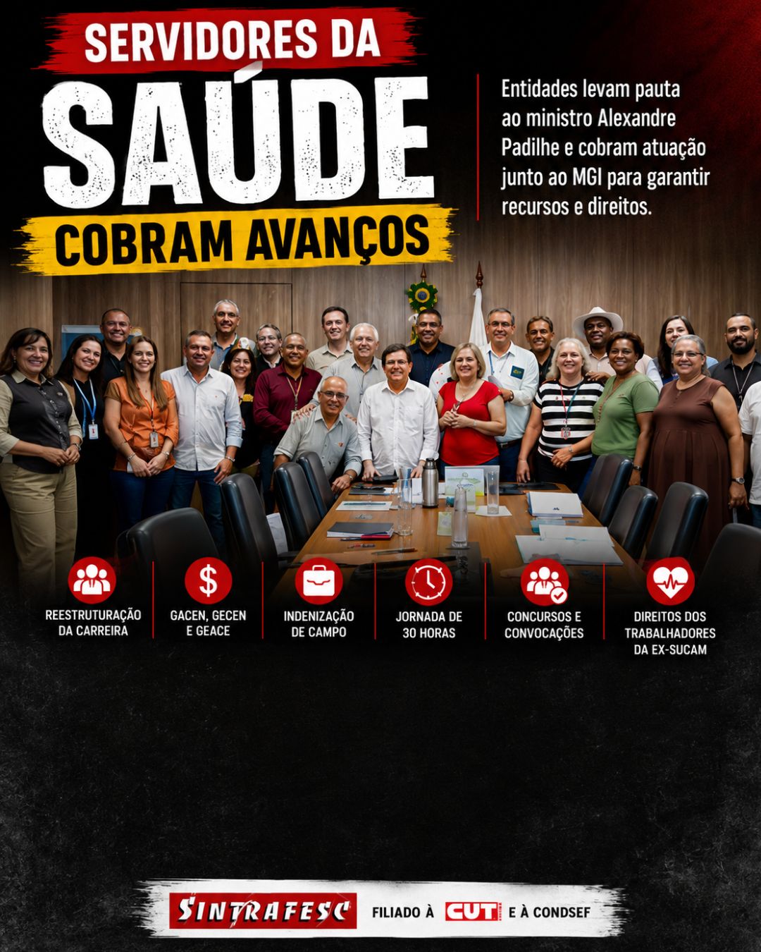 Ministro Alexandre Padilha recebe pauta dos servidores da Saúde em audiência