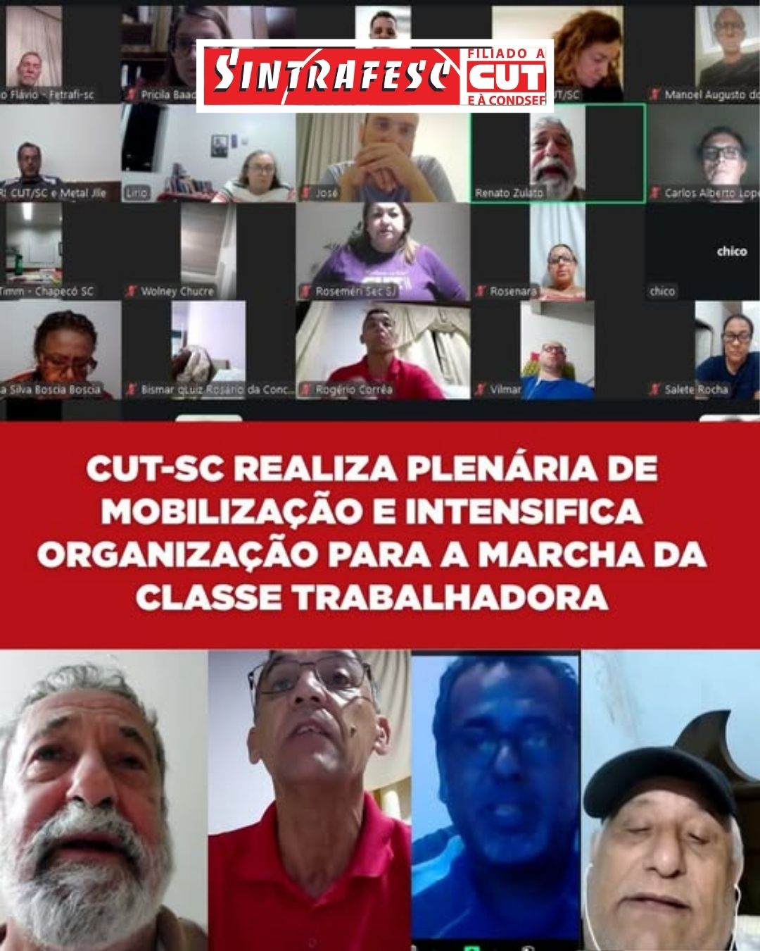 CUT-SC realiza Plenária e intensifica organização para Marcha da Classe Trabalhadora 