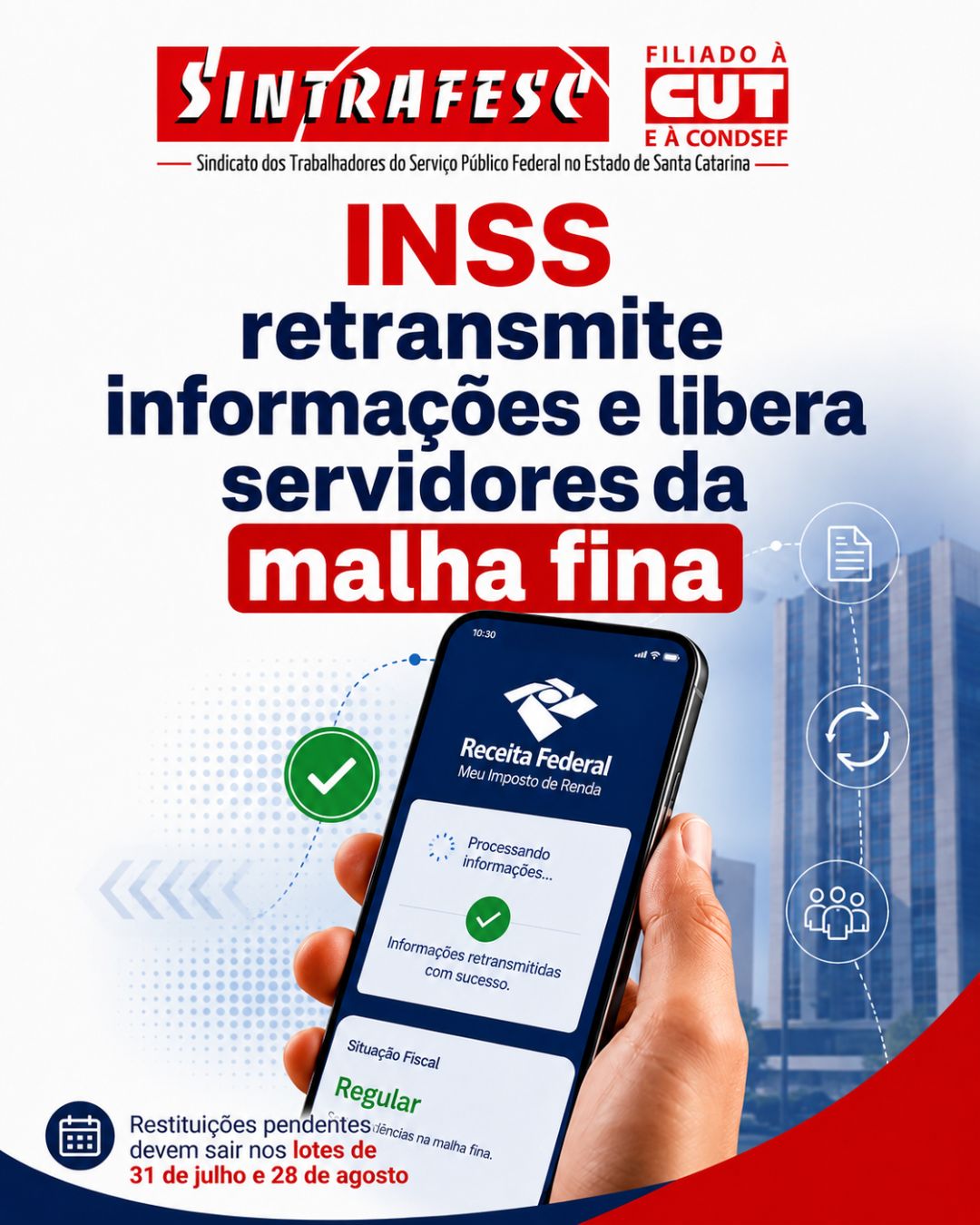 INSS retransmite informações e libera servidores da malha fina