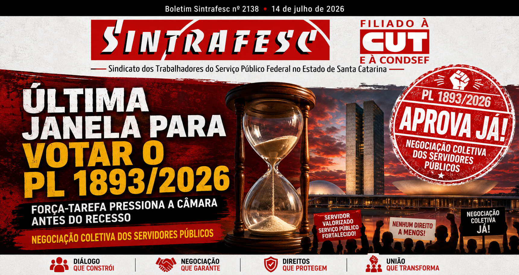 Força-tarefa intensifica pressão para que PL 1893/2026 seja votado até esta quarta-feira (15)